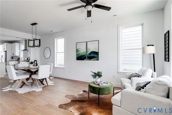 a living room with furniture