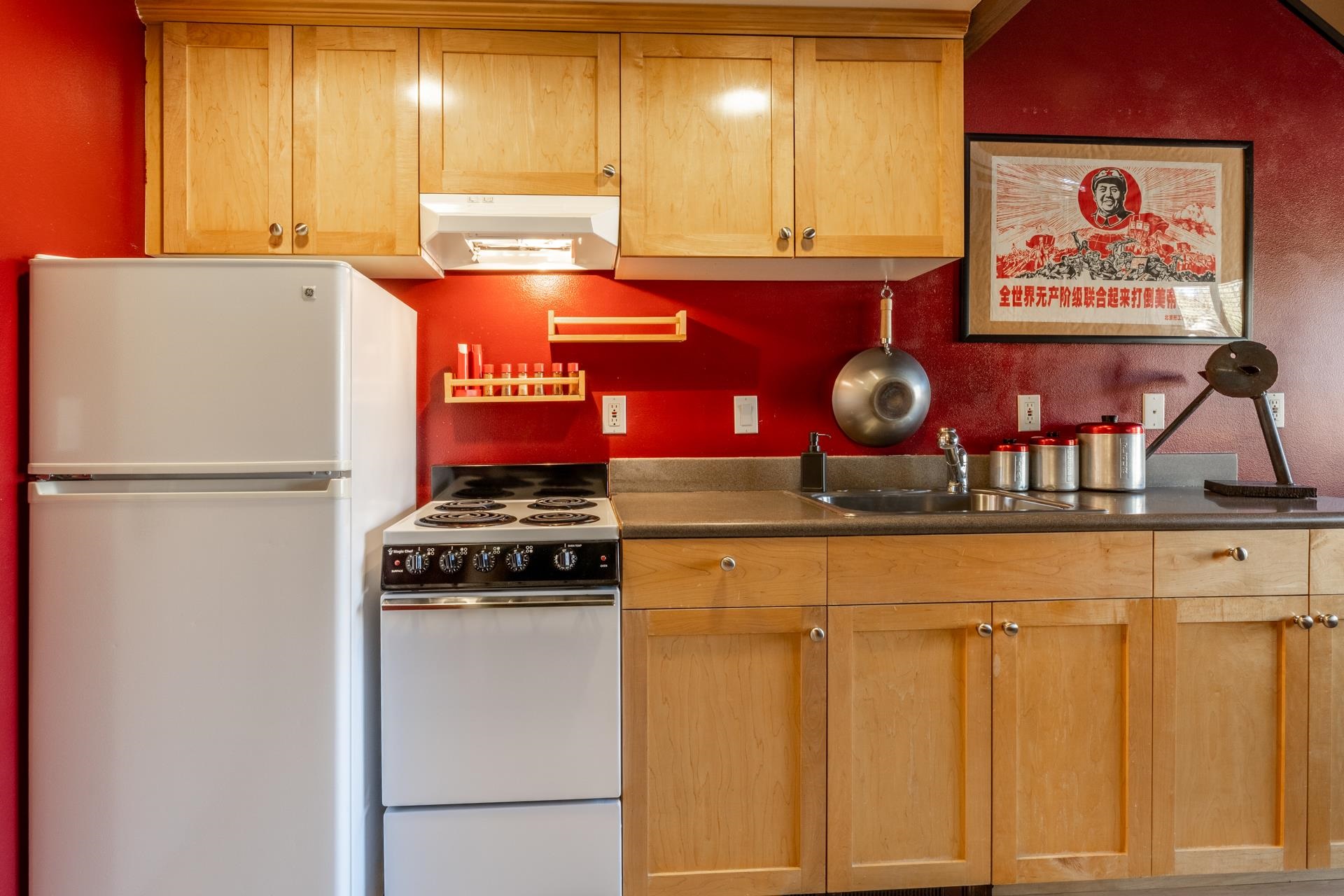 436 Old Mammoth Road, Unit 1 Mammoth Lakes, CA 93546 - Photo 3 of 23 a kitchen with stainless steel appliances granite countertop a refrigerator and a stove