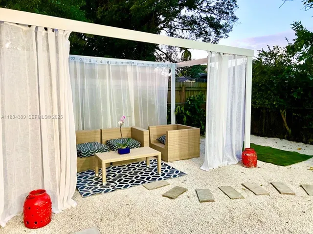 a outdoor space with garden view