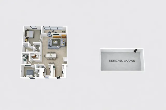 a view of a livingroom with a ceiling fan and window