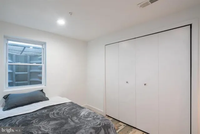 a view of a bedroom with a wardrobe space
