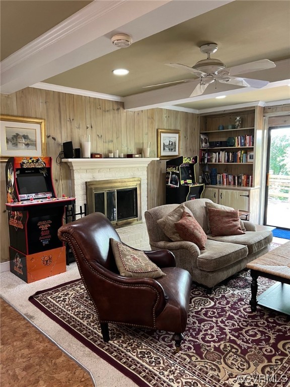 7508 Marilea Road Richmond, VA 23225 - Photo 16 of 30 Wood Burning Fireplace and built-in bookcases flank either side of the sliding doors