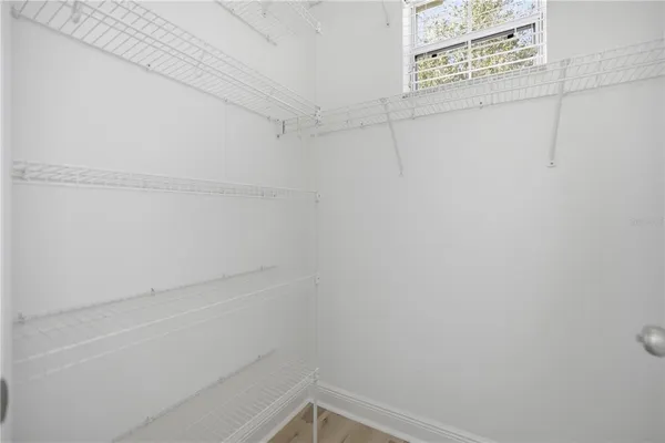 a view of small space with racks on the wall