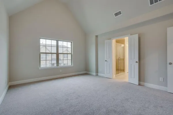 an empty room with windows