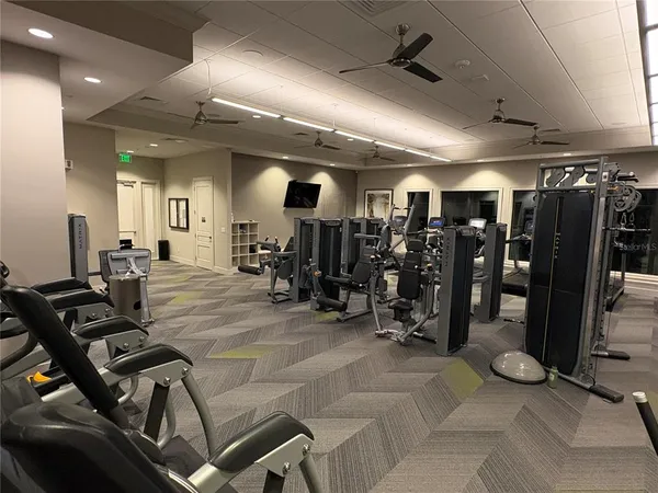 a view of a room with gym equipment