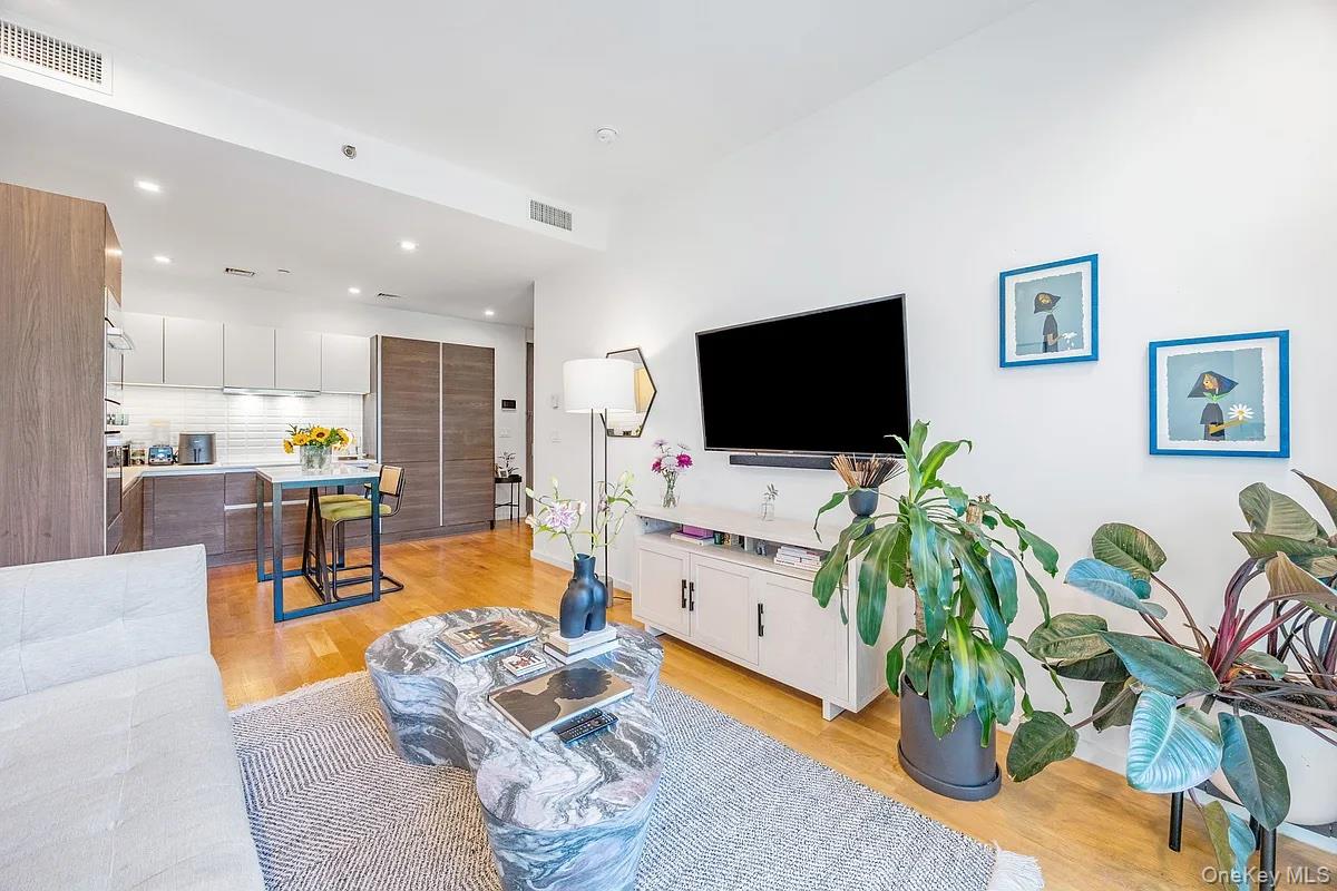 1110 Madison Street, Unit 3B Brooklyn, NY 11221 - Photo 4 of 11 a living room with furniture and a flat screen tv