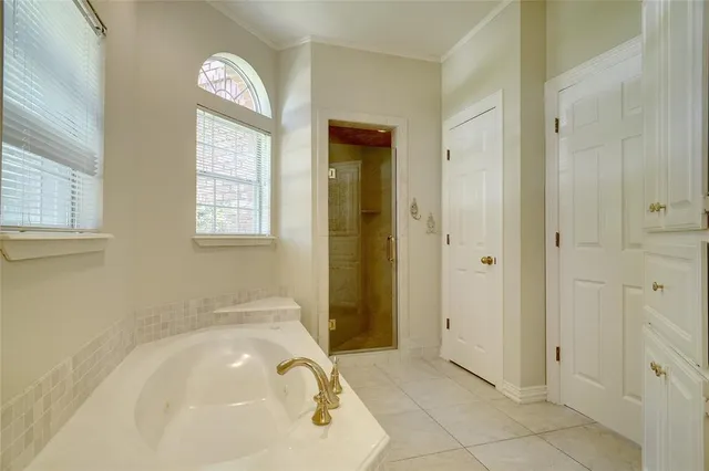 a bathroom with a tub shower and sink