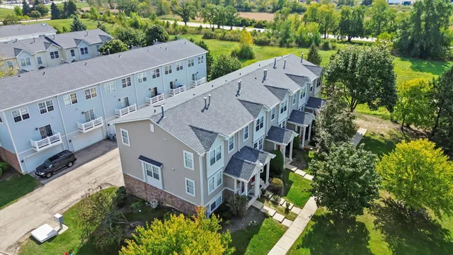 an aerial view of a house