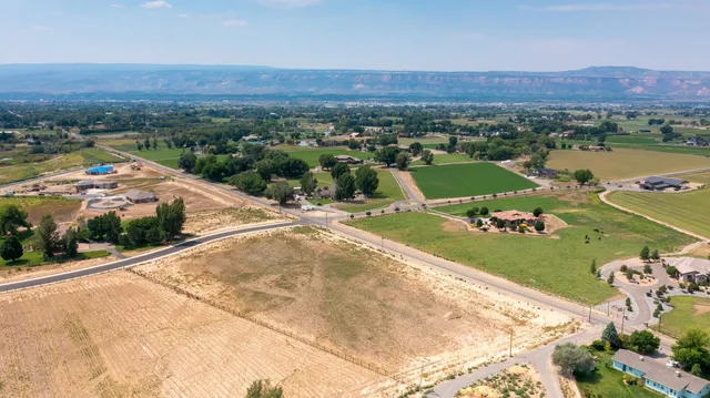 an aerial view of a house with a garden