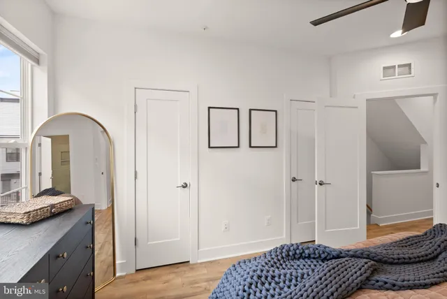 a view of walk in closet with empty racks