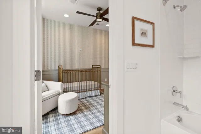 a workspace with furniture and a window