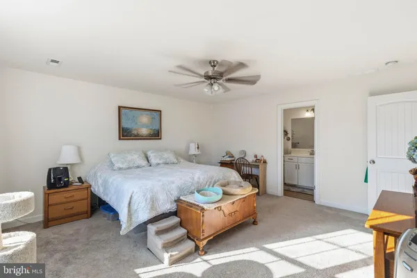 a bedroom with bed and a couch