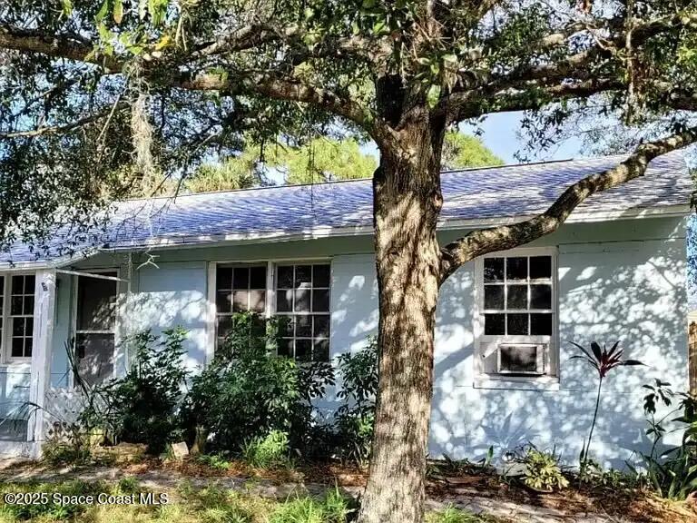 front view of a house with a tree