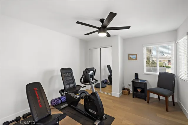 a work room with furniture and windows