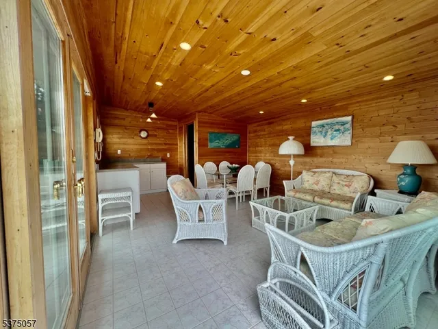 a view of a forest with trees in the background