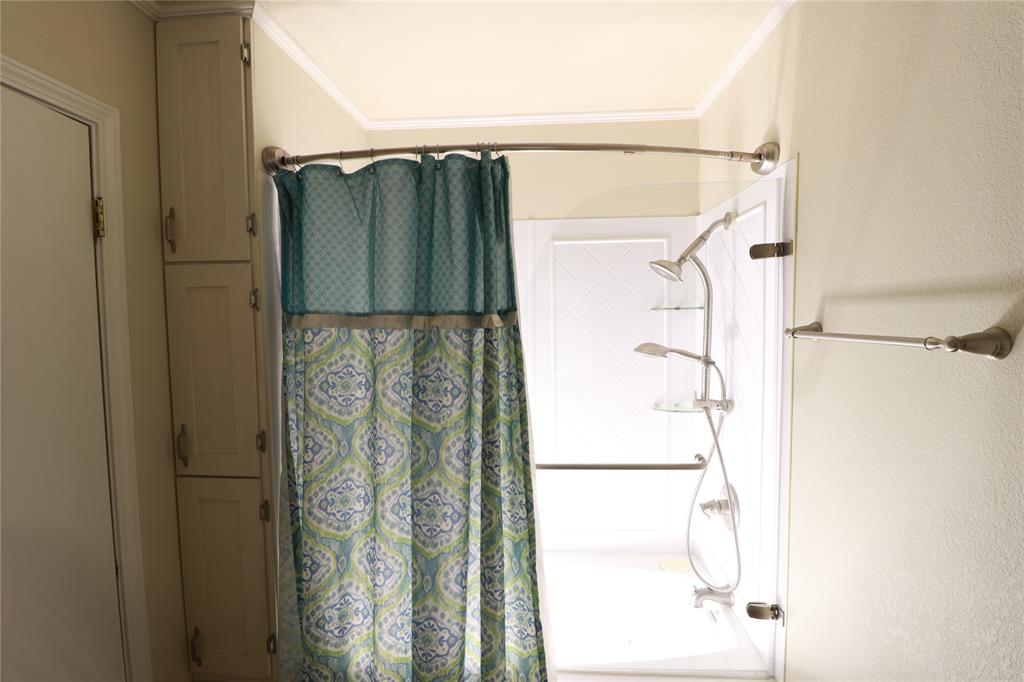 212 Palmer Drive Comanche, TX 76442 - Photo 19 of 40 a bathroom with a shower and a shower curtain