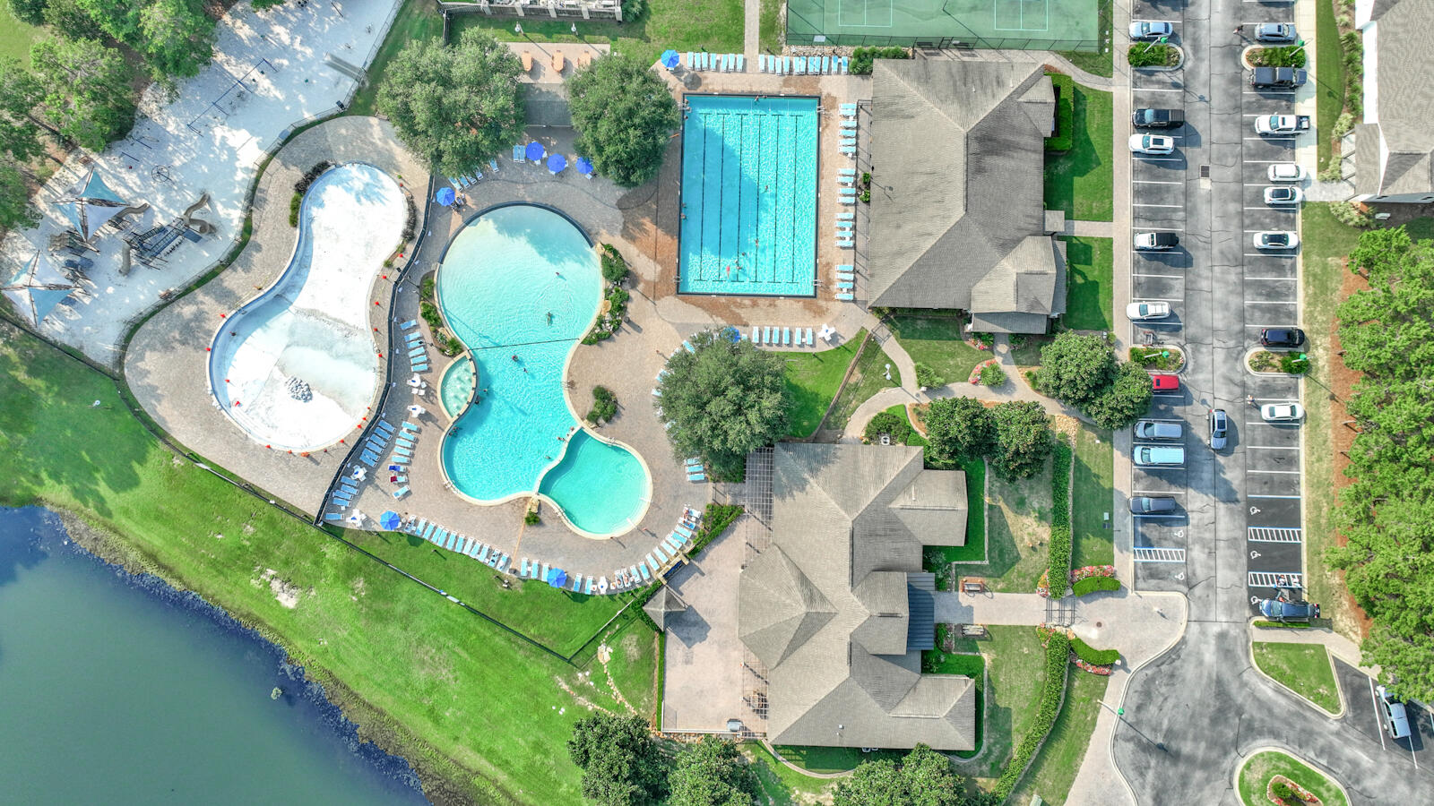 412 Lightning Bug Lane Freeport, FL 32439 - Photo 44 of 52 an aerial view of a swimming pool with outdoor seating and yard