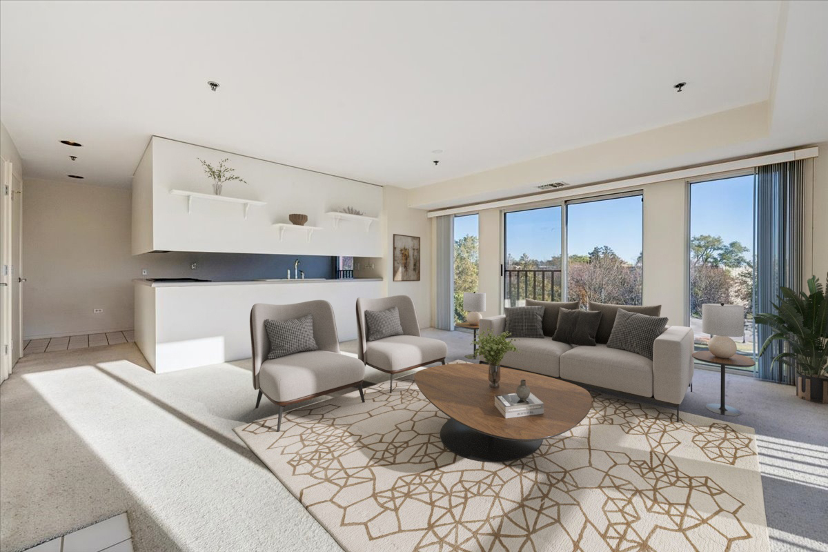 351 Kelburn Road, Unit 312 Deerfield, IL 60015 - Photo 3 of 33 a living room with furniture and a large window