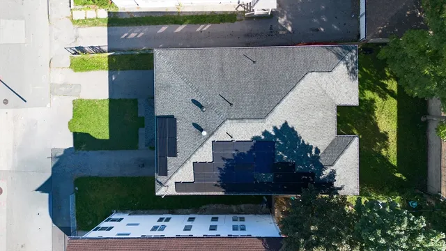 an aerial view of a house