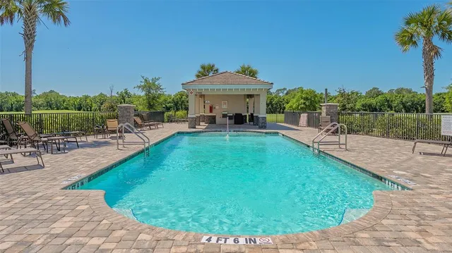 a view of a swimming pool and a lake