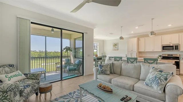 a balcony with furniture and city view