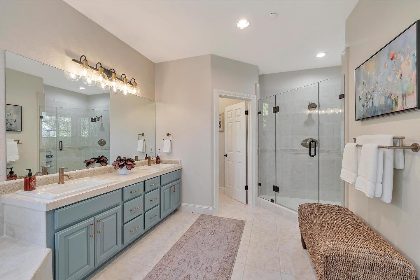 2380 Sunflower Circle Gilroy, CA 95020 - Photo 27 of 43 a bathroom with a double vanity sink mirror and shower
