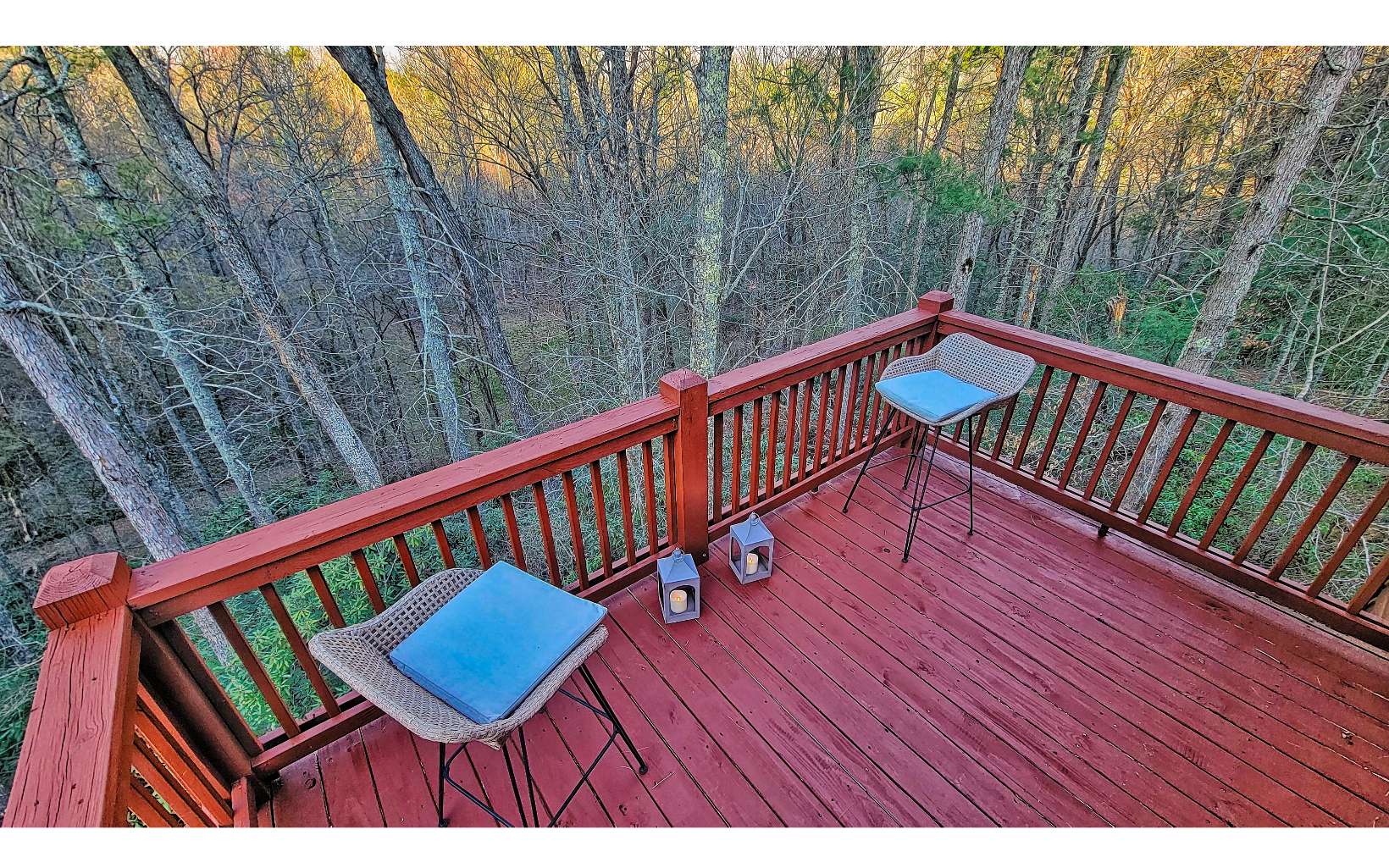 360 Tall Timber Mountain Road Blue Ridge, GA 30513 - Photo 25 of 52 a view of balcony with wooden floor and bench