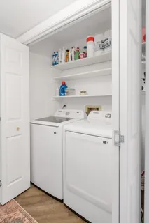 a utility room with dryer and washer