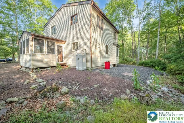 a view of backyard of house