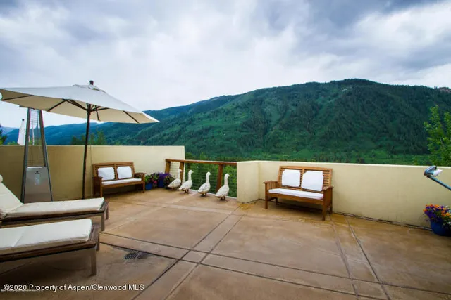 a view of outdoor space with seating