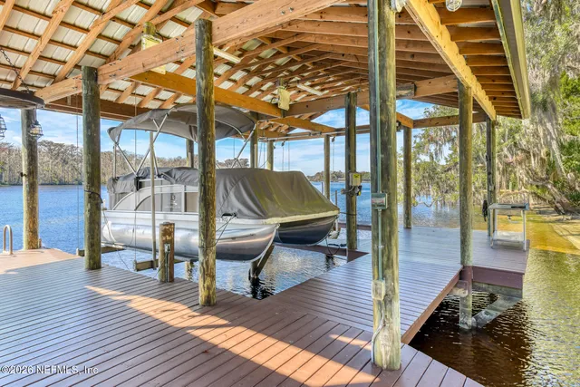 a view of a lake with a mountain in the background