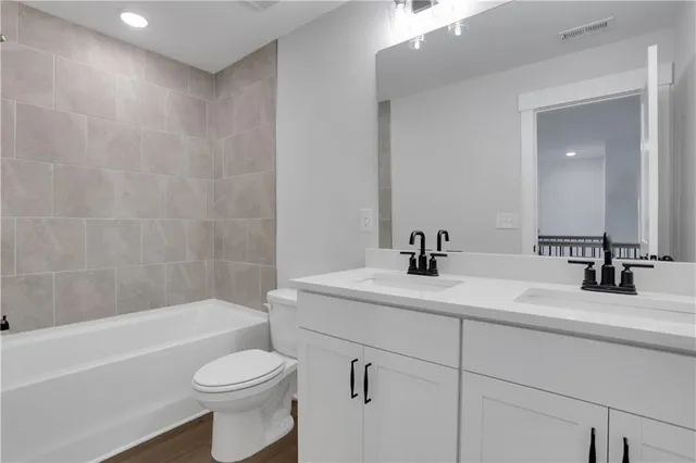 a room with white cabinets