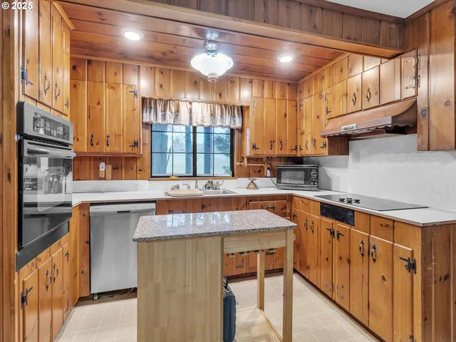 a kitchen with stainless steel appliances granite countertop a sink and cabinets
