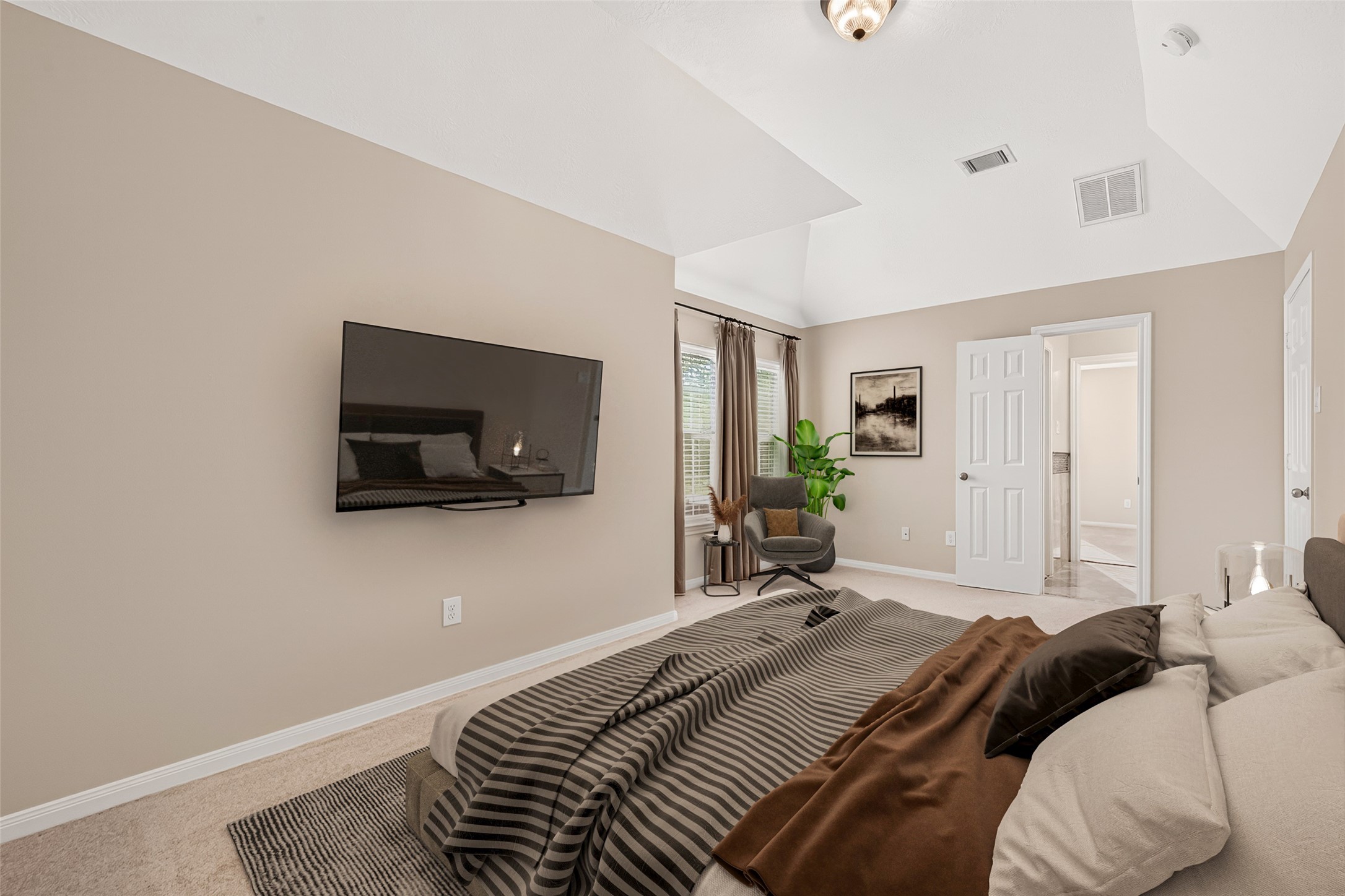 4203 Deforest Ridge Circle Katy, TX 77494 - Photo 37 of 50 Virtually staged as the 4th secondary bedroom, this space is also versatile enough to utilize however you need. This might even be considered a secondary primary suite with it's own bath and adjoining flex space...but use it how you need