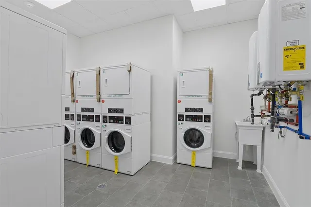 a front view of a building with a street