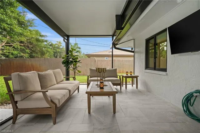 a outdoor living space with furniture