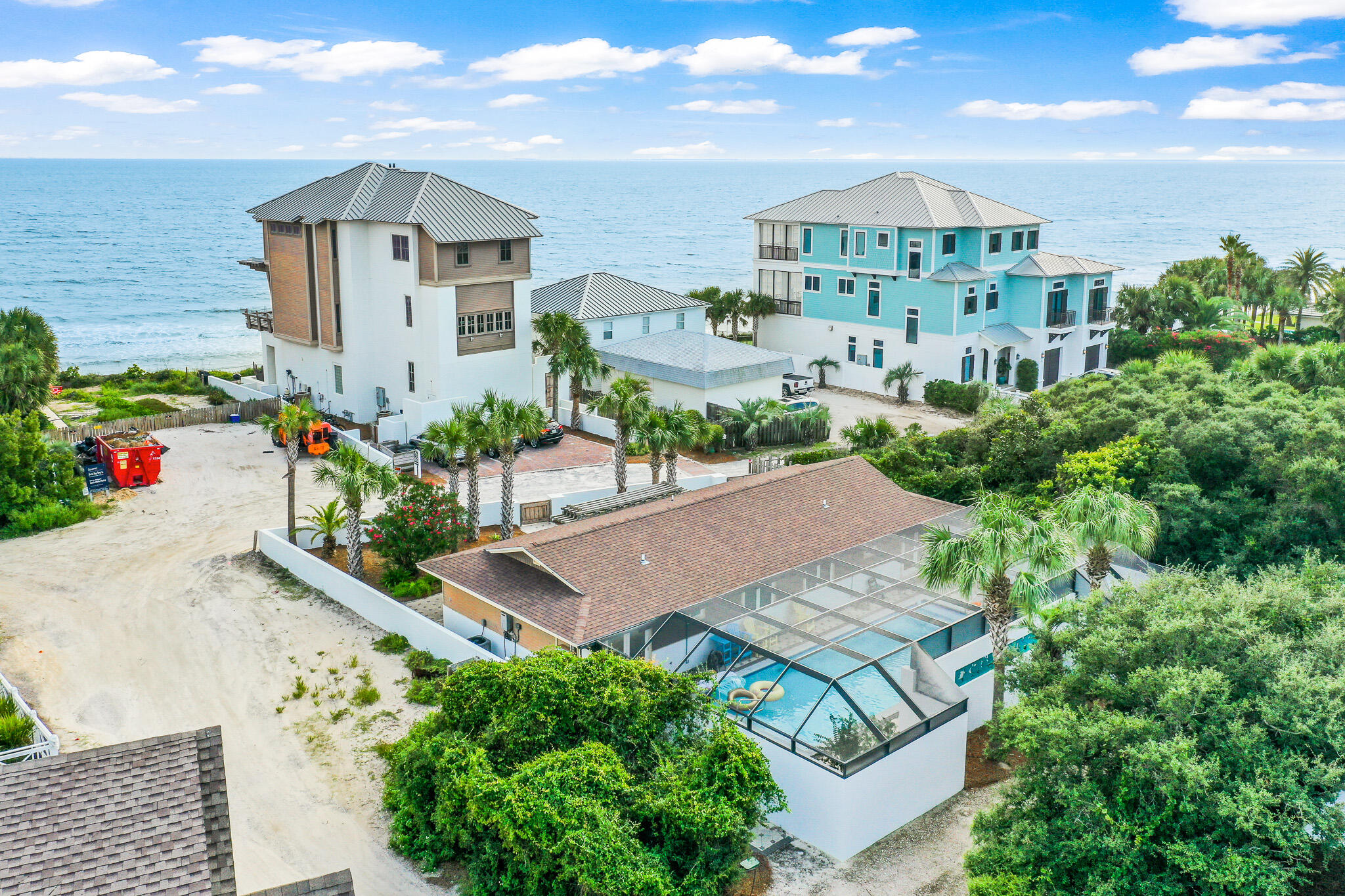 an aerial view of a house