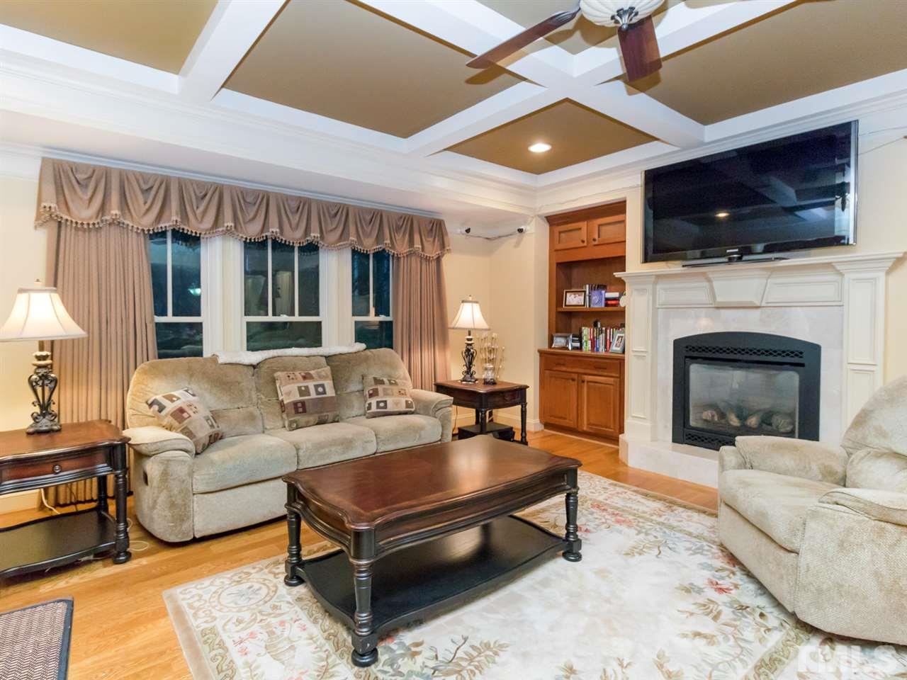 12609 Port Chester Court Raleigh, NC 27614 - Photo 6 of 23 Spacious Family Room with Beautiful Coffered Ceiling
