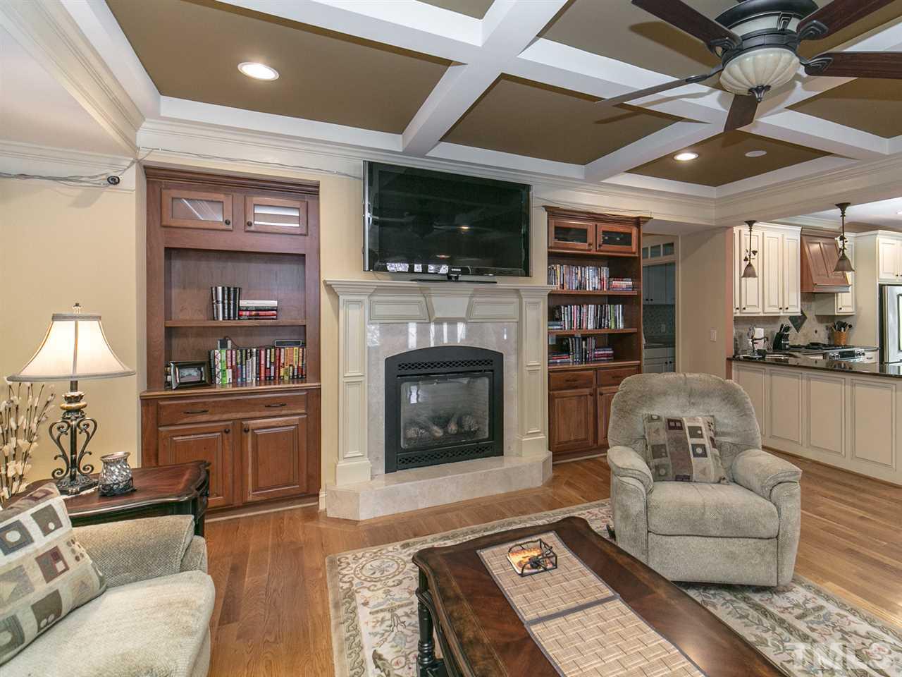 12609 Port Chester Court Raleigh, NC 27614 - Photo 7 of 23 Gas Fireplace and Built-in Bookcases