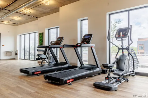 a view of a room with gym equipment