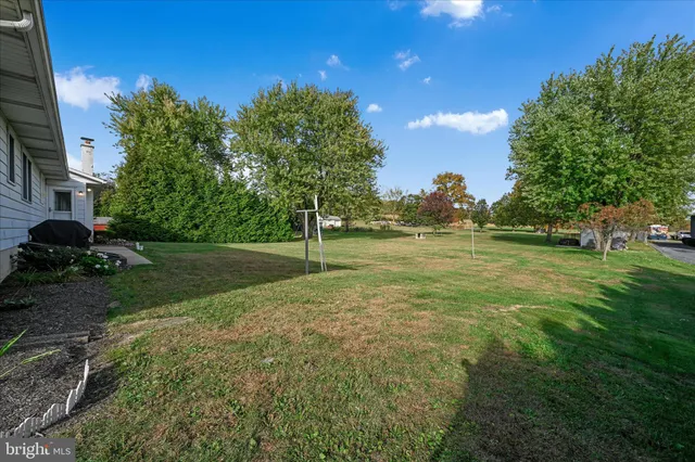 a view of an house with backyard space and garden