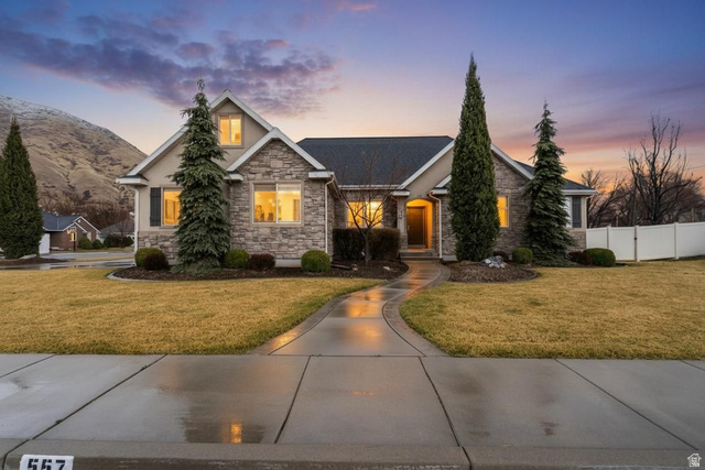 557 South 1470th Street East Springville, UT 84663 - Photo 2 of 46 View of front of house featuring stone siding