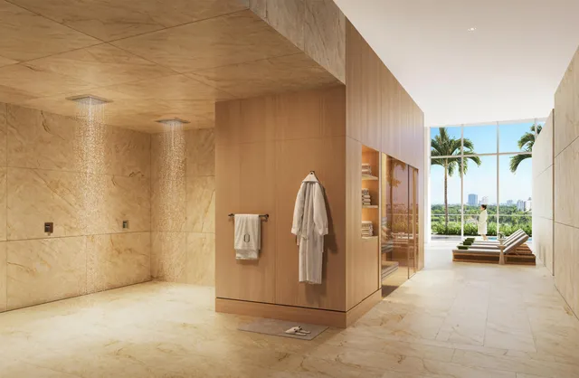 a room with lots of wooden furniture and a large window