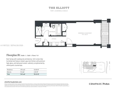 $599,000 | 551 North Fort Lauderdale Beach Boulevard, Unit H1715, Fort Lauderdale, FL 33304