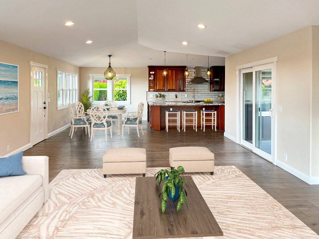 66-1515 Kawaihae Road Kamuela, HI 96743 - Photo 3 of 20 a living room with stainless steel appliances furniture wooden floor and a rug
