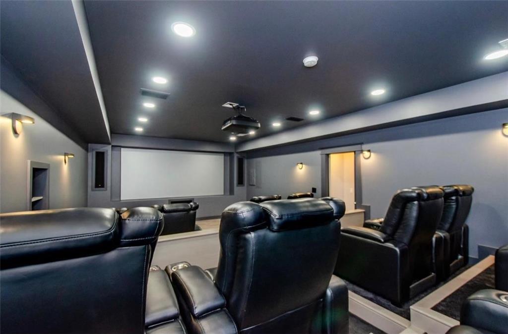 7410 Ansley View Lane Cumming, GA 30028 - Photo 29 of 35 a media room with lots of chairs and a projector screen