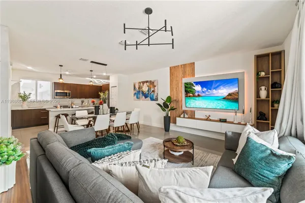 a living room with furniture and a flat screen tv