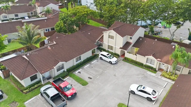 an aerial view of a house