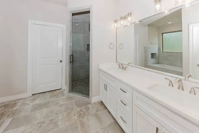 a bathroom with a bathtub