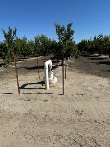 a bench is sitting in the middle of a yard